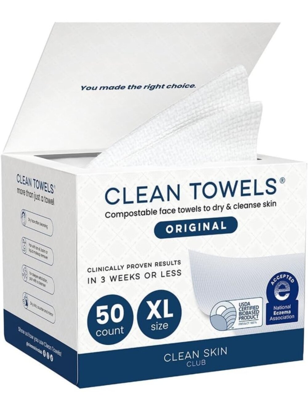 Ultra Soft Disposable Face Towels - 100% Biobased, Eczema Friendly, Makeup